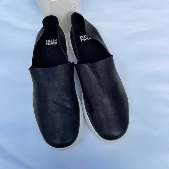 Eileen Fisher black leather loafers size 8.5 - Picture 9 of 10